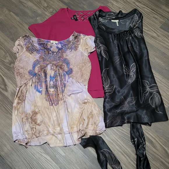 Elegant Women's Tops Set - Black, Pink, Multicolor - Picture 1 of 4